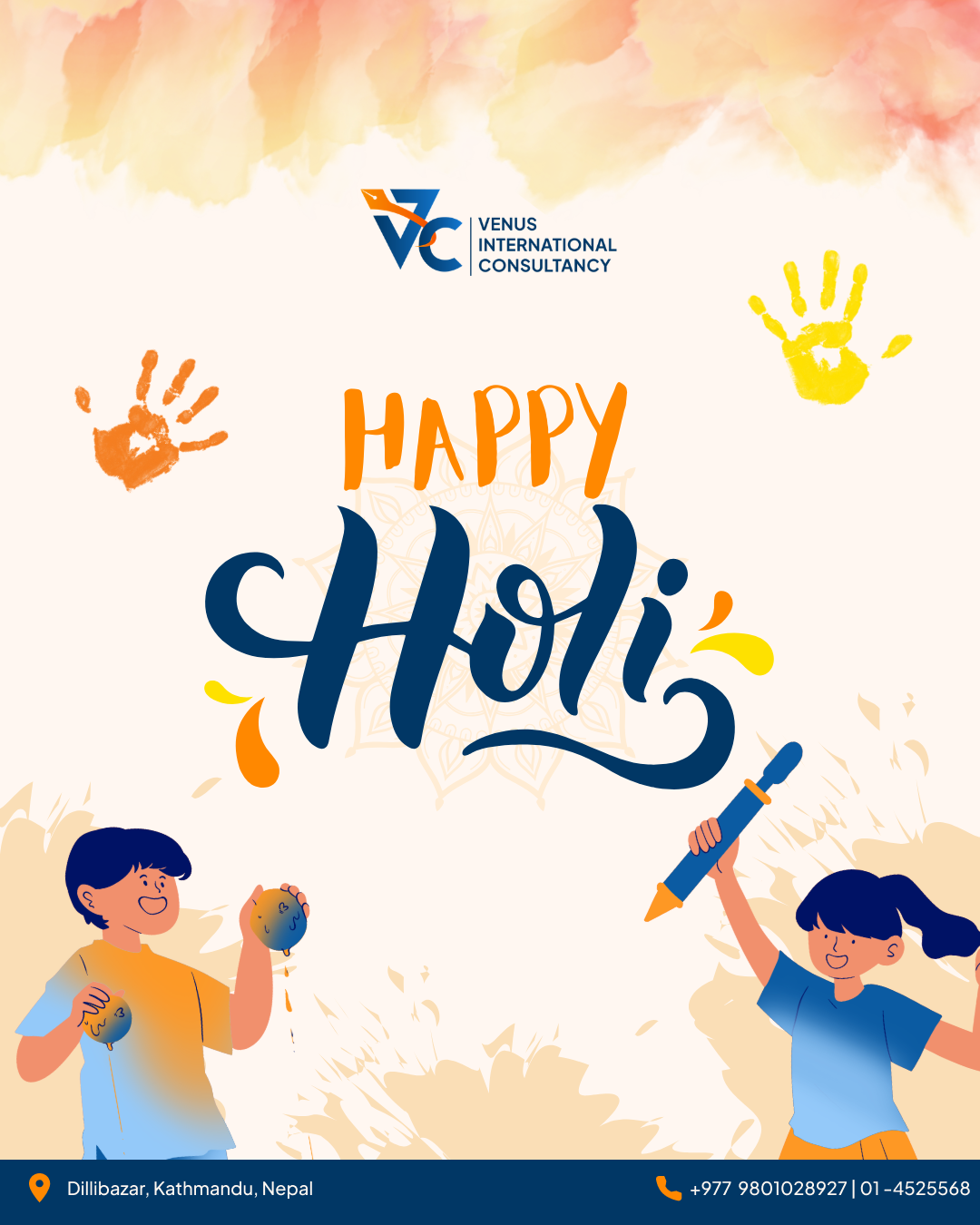 Happy Holi festival post for Venus International